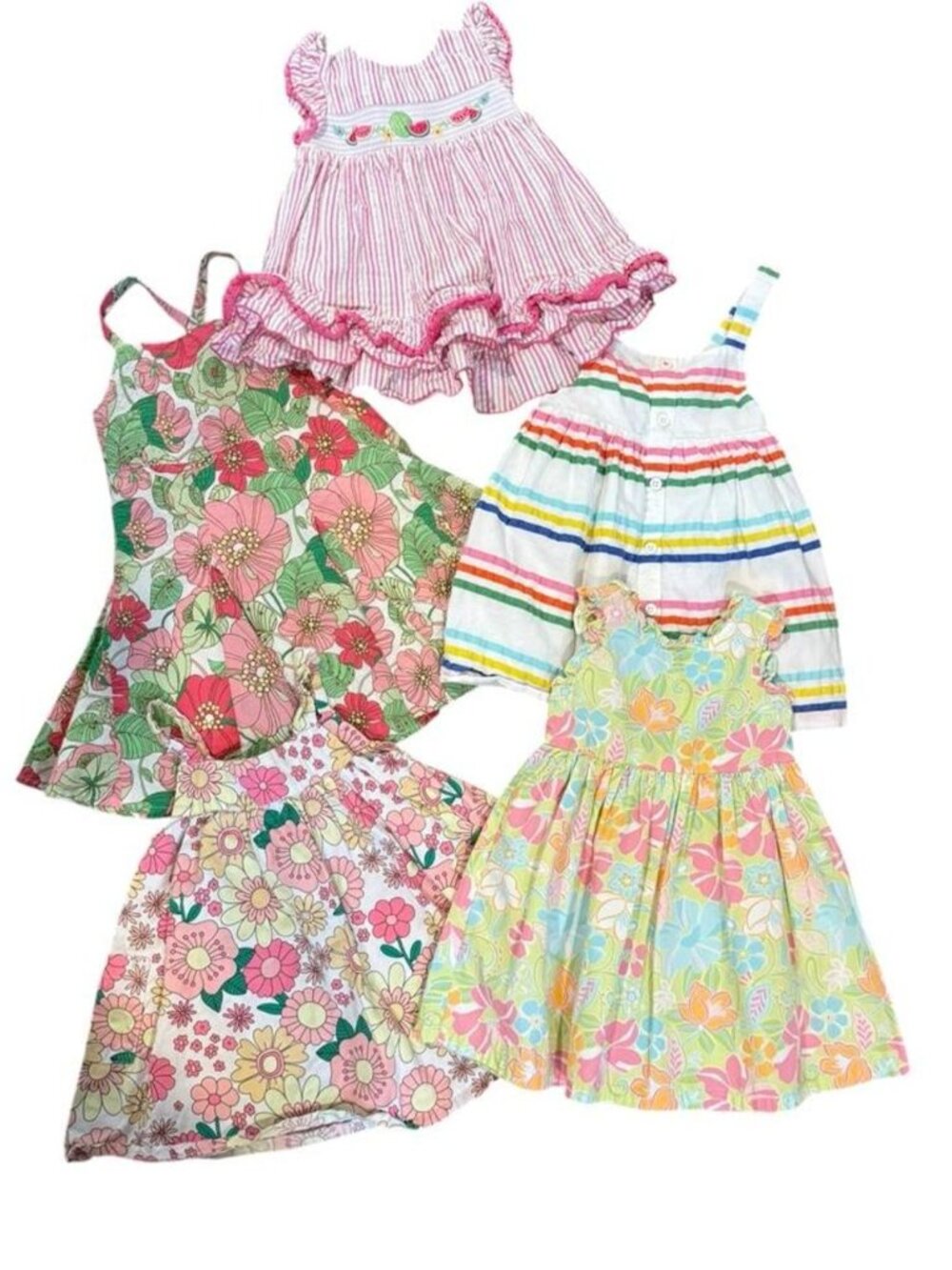 5 Piece Baby Girl Cotton Dress Bundle Size 12- 18 Months